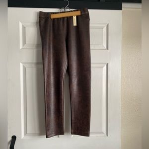 Max Studio Faux Leather Leggings Brown Size L NWT